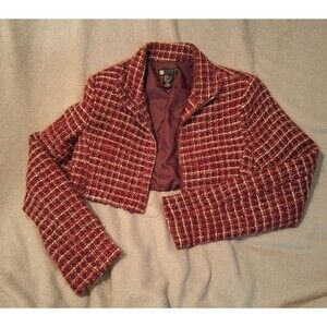 CAROLE LITTLE Tweed Silk Shortened Jacket Women S